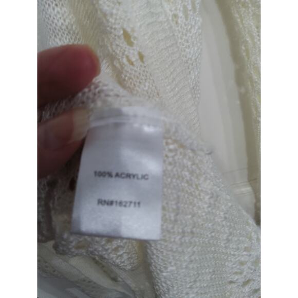 Boho eyelet cream duster cardigan Cottagecore lightweight fairy Ties coastal - Picture 4 of 10